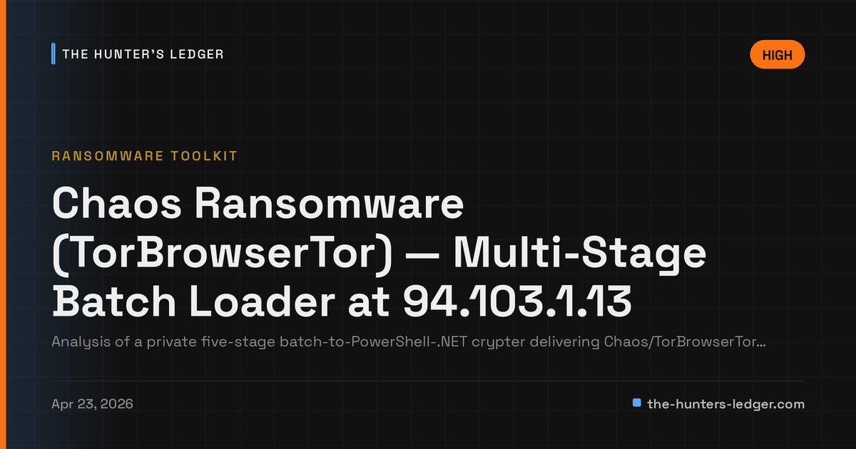 Chaos Ransomware (TorBrowserTor) — Multi-Stage Batch Loader at 94.103.1 ...